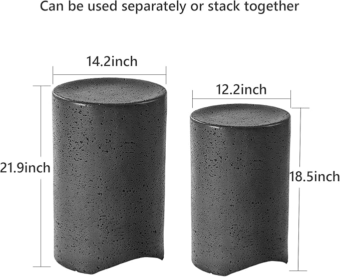 COSIEST Concrete Outdoor Side Table, Decorative Garden Stools - Image 3