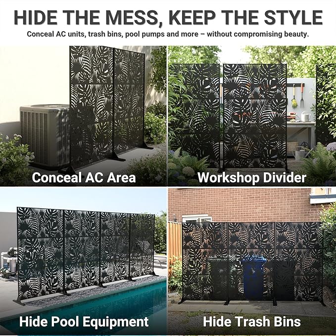 Metal Privacy Screen Outdoor – 72in Decorative Laser Cut Steel Garden Divider - Image 8