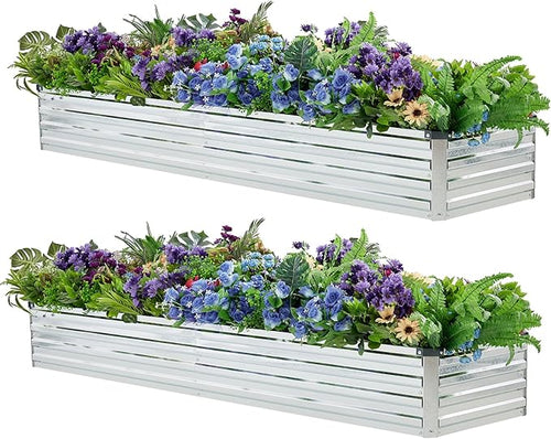 2 Pack 6x1.5x1FT Galvanized Raised Garden Bed Kit, Outdoor Metal Planter Box by Meberam