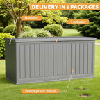 Flamaker Resin Deck Box 270 Gallon, Waterproof Imitation-Wood Lockable Storage - Image 3