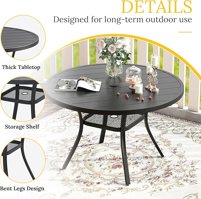 VICLLAX 41.2"x 28" Outdoor Round Patio Table - Image 7