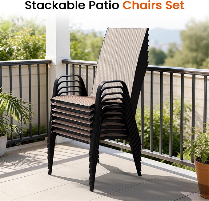 JEAREY Patio Dining Chairs Set of 4, Outdoor Stackable Dining Furniture Set - Image 7
