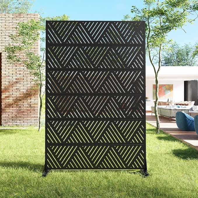 Casaphoria Metal Privacy Screen Outdoor, Triangular Black - Image 2