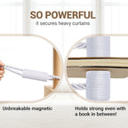 Hion Magnetic Curtain Tiebacks White 4 Pack, Curtain Tiebacks Buckles Holdbacks - Image 5