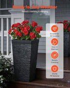 VEVOR Set of 2 Tall Planters for Outdoor Plants 23 inch, Modern Planters for - Image 2