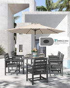 SERWALL 7-Piece Patio Dining Sets, All Weather HDPE Outdoor Furniture Set - Image 8