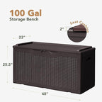 Flamaker Deck Box with Cushion 100 Gallon Waterproof Resin Storage Box with Air - Image 6