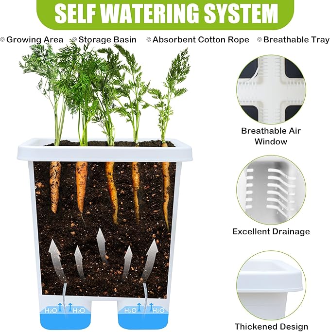 Growing Vegetable Planter Pot 3 Packs, 15 * 14.2 Inches Deep Rectangle Pots - Image 3