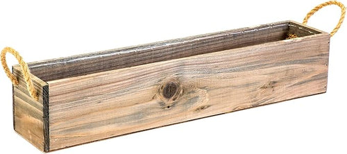 20" Rectangular Rustic Wood Planter - Image 2