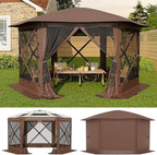 11.5x11.5FT 6-Sided Pop Up Gazebo Tent，One-Push Setup Canopy Tent by GarveeLife