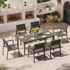 Aluminum Outdoor Dining Set for 6, Patio Table and Chairs Set by Oasbira