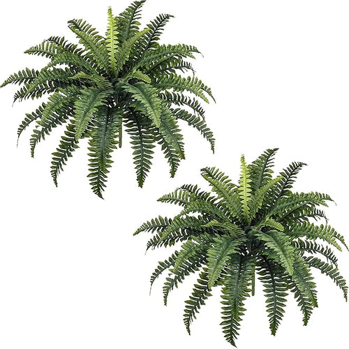 35" Ferns Artificial Bush Plants Large, 2 Artificial Boston Ferns by ForestPrince