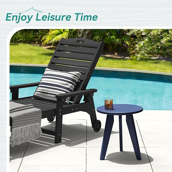 HDPS Outdoor Side Table, Small Round Side Table Weather-Resistant, Outdoor Side - Image 3