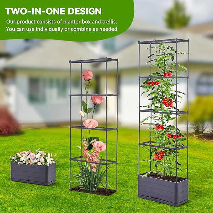 GENMOUS 2 Pack Rectangle 4 Tier Tomato Planter, Raised Garden Bed Tall 45'' - Image 3