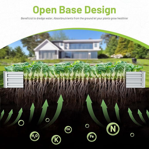 2PCS 8x2x1FT Galvanized Raised Garden Bed, Galvanized Planter Raised Garden - Image 2