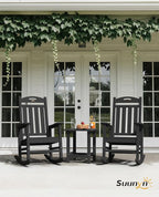 Oversized Outdoor Rocking Chairs Set of 2, High Back Porch Rocking Chair - Image 2