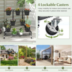 Giantex Rolling Raised Garden Bed w/ 7 Planter Boxes, Storage Baskets, Drainage - Image 7