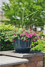 Garden Elements Indoor/Outdoor Glazed Brushed Happy Plastic Planter, Dark Teal - Image 5