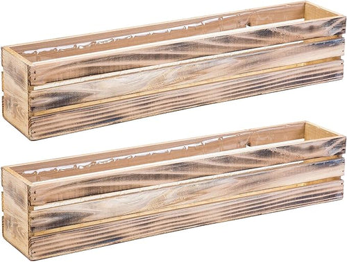 20" Rectangular Rustic Wood Planter by Unknown