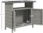 Outsunny Wicker Outdoor Storage Cabinet, Rattan Outdoor Bar Table - Image 7