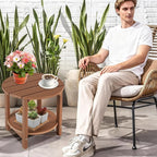 LZRS Round Adirondack Side Table Double End Table, Outdoor Side Tables - Image 2