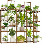 Bamworld Large Plant Shelf Plant Stand Indoor 62.2" Tall Outdoor Plant Holder by Bamworld