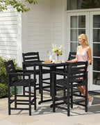 SERWALL 5-Piece Adirondack Bar Chairs Set, HDPE Adirondack Barstools - Image 7