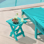 LUE BONA Small Outdoor Folding Side Table, HDPS Outside End Table - Image 2
