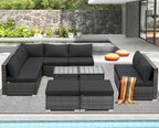 NICESOUL 11 Piece Extra Large Outdoor Furniture Sofa Set, Deep Wide PE Wicker - Image 2