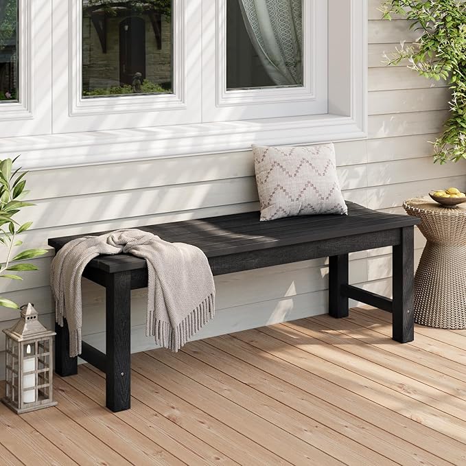 Stoog Outdoor Bench, 2-Person Outdoor Poly Lumber Backless Bench, Weatherproof - Image 2