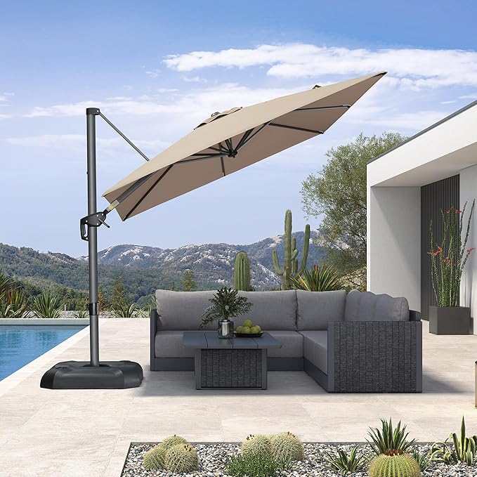 PURPLE LEAF 8 Feet Patio Umbrella Outdoor Cantilever Square Umbrella Aluminum by PURPLELEAF