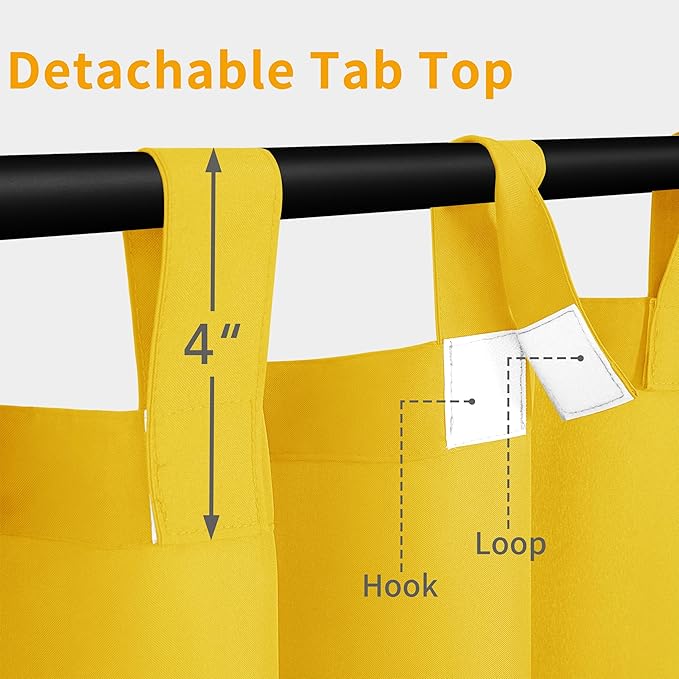 Easy-Going Outdoor Patio Curtains Detachable Tab Top Windproof Weatherproof - Image 2