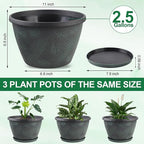 11 inch Plant Pot Set of 3, Plastic Flower Pots - Image 2