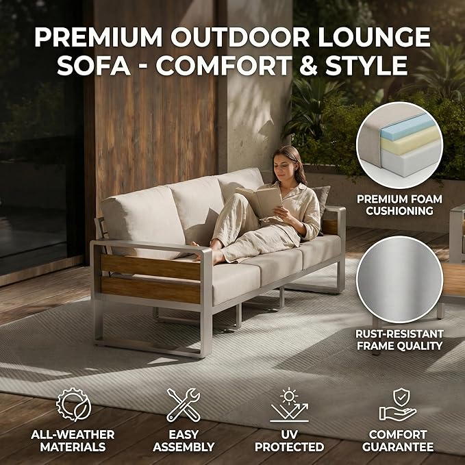ZANDOR Outdoor Patio Conversation Sets, 4-Piece Aluminum Metal Outside - Image 5