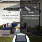 Best Choice Products 10ft Solar LED Cantilever Patio Umbrella, 360-Degree - Image 3