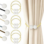 Hion Magnetic Curtain Tiebacks Golden 6 Pack, Curtain Tiebacks Buckles by Hion