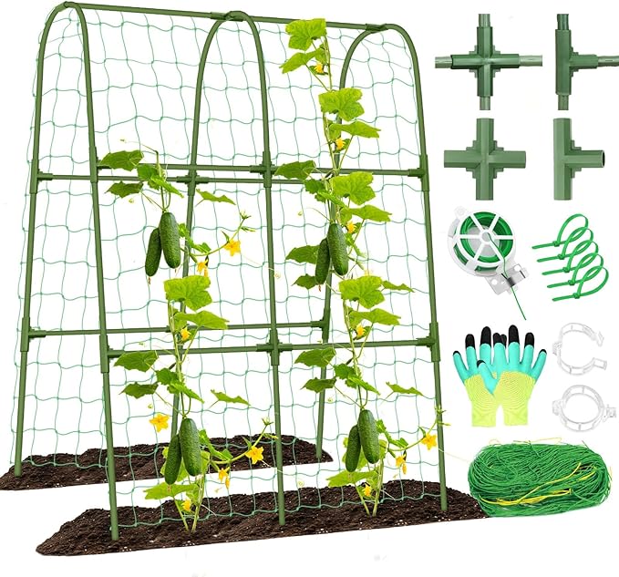 Cucumber Trellis for Raised Bed, Garden Arch Trellis for Climbing Plants Outdoor by tetutor