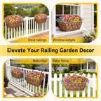 ZeeDix 16 Inch Artificial Flowers Hanging Railing Window Planter Box - Image 8
