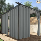 HolidayIdeas Outdoor Curtains for Patio Waterproof, 4 Panels by HolidayIdeas