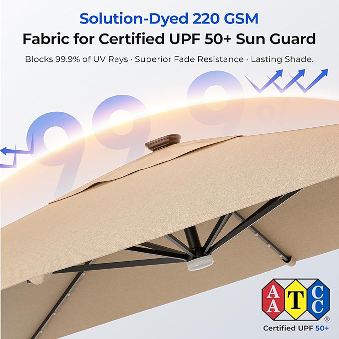 HOMSHADE 10 ft Square Cantilever Patio Umbrella - Image 4