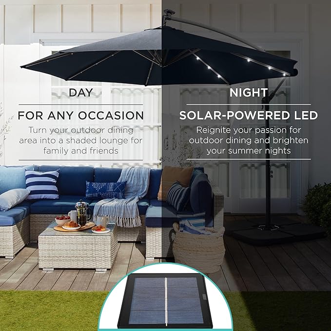 Best Choice Products 10ft Solar LED Offset Cantilever Hanging Market Patio - Image 3