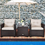Tangkula 3 Pieces Patio Furniture Set, PE Rattan Wicker 3 Pcs Outdoor Sofa Set - Image 2