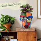 Abstract Face Planter Pots for Plants, Hand-Painted Colorful Flower Pots - Image 7