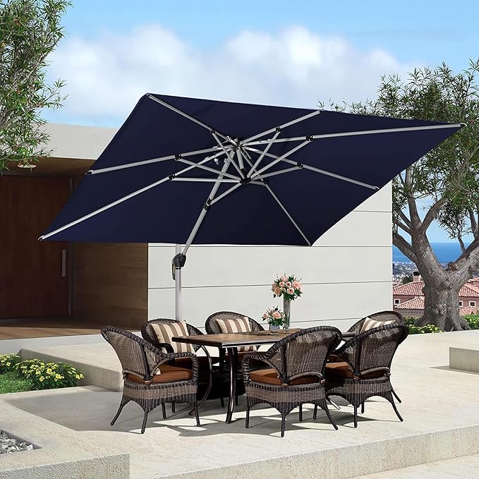 PURPLE LEAF 9' X 11' Patio Umbrella Outdoor Rectangle Umbrella Large Cantilever - Image 3