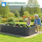 Quictent Galvanized Raised Garden Bed Kit, Strengthened by Crossbar, Dark Gray - Image 2