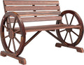 Outsunny 41" Wooden Wagon Wheel Bench, Rustic Outdoor Patio Weather Resistance by Outsunny