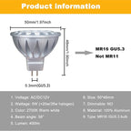 ALIDE MR16 Led Bulbs 5W Replace 20W 35W Halogen Equivalent, 2700K Soft Warm - Image 3