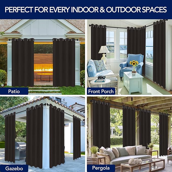PureFit Outdoor Curtains for Patio Waterproof Weatherproof, UV and Fade - Image 5