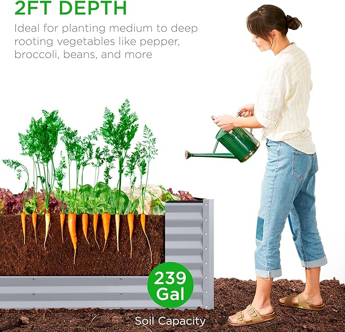 Best Choice Products 8x2x2ft Raised Outdoor Metal Garden Bed, Deep Root Box - Image 4
