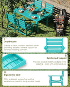 GREENVINES Outdoor Dining Chair | HDPE | Patio Chairs | All-Weather | Aqua - Image 3